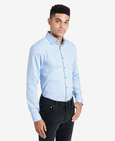 Shop Kenneth Cole Slim-fit Button-down Stretch Dress Shirt With Tek Fit In Light Blue