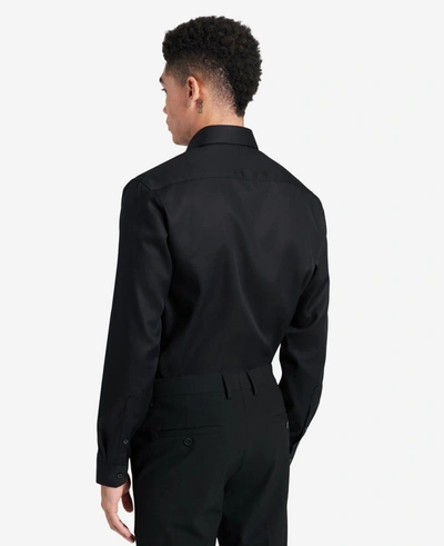 Shop Kenneth Cole Slim-fit Button-down Stretch Dress Shirt With Tek Fit In Black