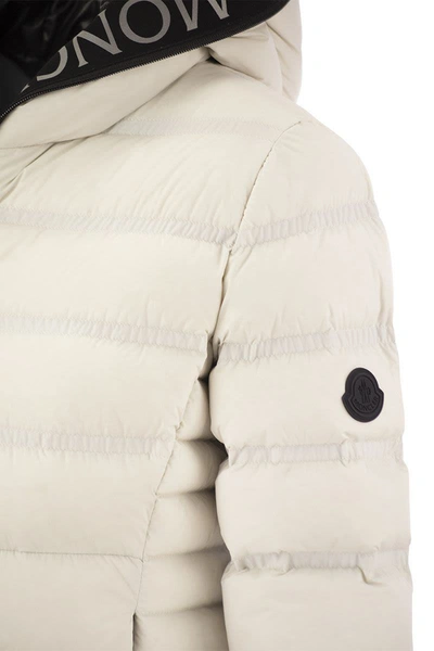Shop Moncler Alete - Short Down Jacket With Hood In Ice