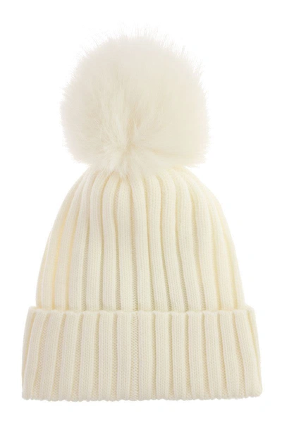 Shop Moncler Hat With Pom-pom In White