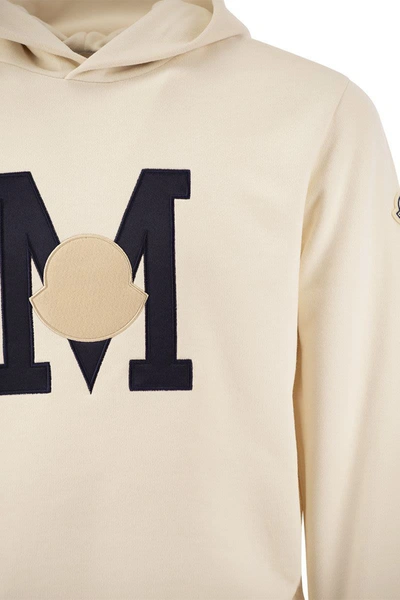 Shop Moncler Hoodie With Monogram In White
