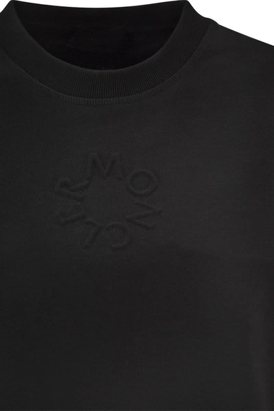 Shop Moncler Sweatshirt With Embossed Logo In Black