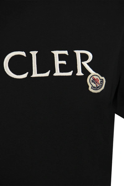 Shop Moncler T-shirt With Embroidered Logo In Black