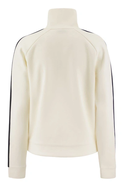 Shop Moncler Zip Sweatshirt In Piqué In White