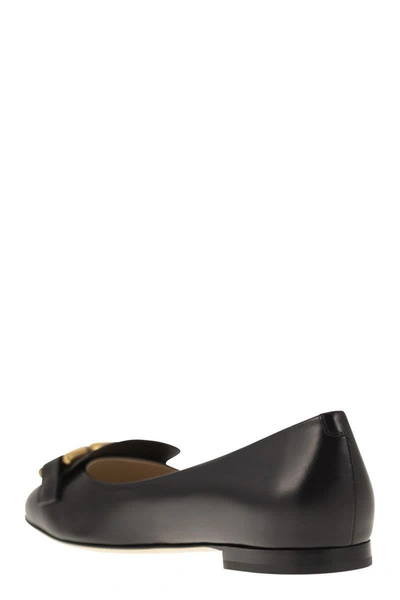 Shop Tod's Leather Ballerina With Accessory In Black