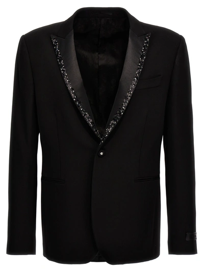 Shop Versace With Trim Blazer Black