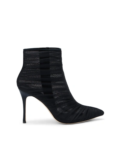 Shop L Agence Noemie Bootie In Black Tulle/satin
