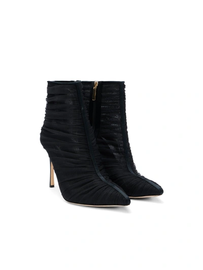 Shop L Agence Noemie Bootie In Black Tulle/satin