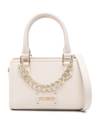 Shop Love Moschino Chain Handle Bag In Ivory