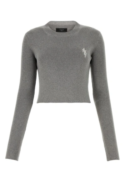 Shop Amiri Woman Grey Cotton And Cashmere Sweater In Gray
