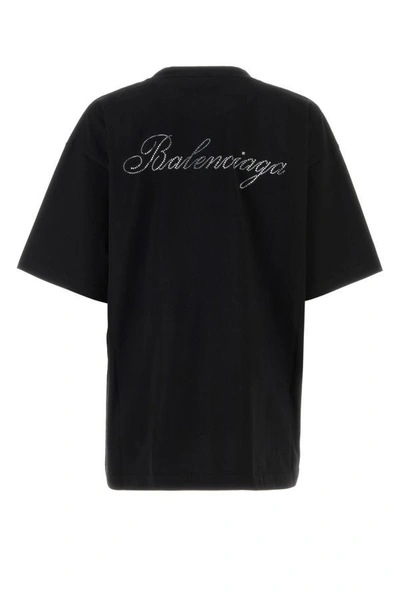 Shop Balenciaga Woman Black Cotton Oversize T-shirt