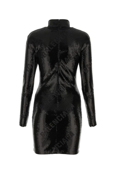 Shop Balenciaga Woman Black Sequins Mini Dress