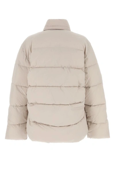 Shop Balenciaga Woman Sand Nylon Padded Jacket In Brown