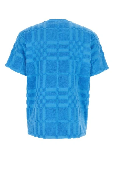Shop Burberry Man Light-blue Terry Fabric T-shirt