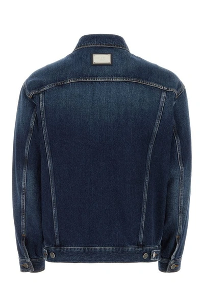 Shop Dolce & Gabbana Man Dark Blue Denim Jacket