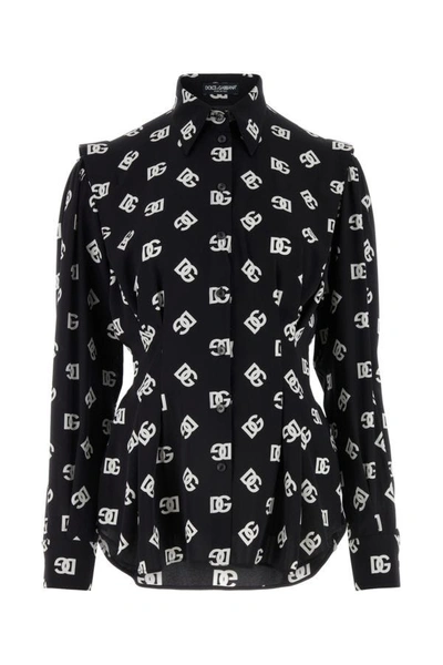 Shop Dolce & Gabbana Woman Black Stretch Silk Shirt