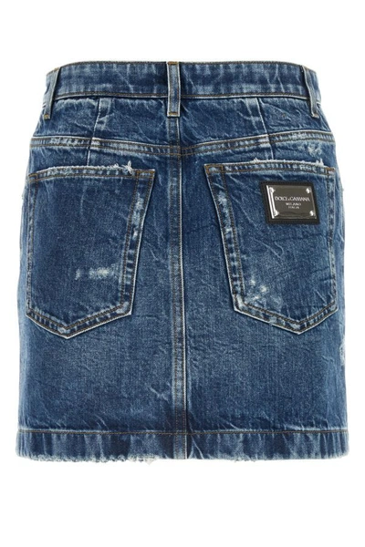 Shop Dolce & Gabbana Woman Denim Mini Skirt In Blue