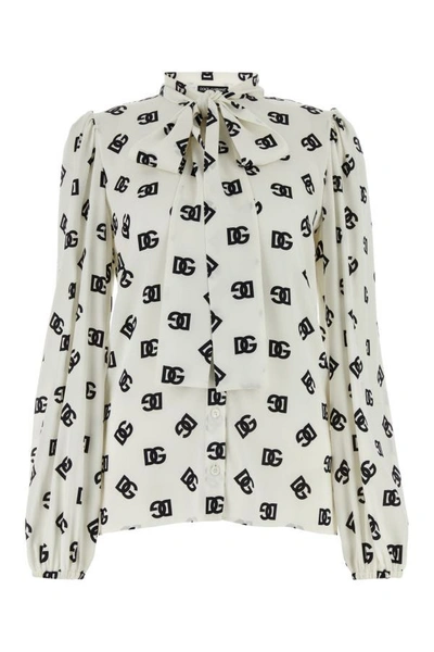 Shop Dolce & Gabbana Woman Printed Charmeuse Shirt In Multicolor