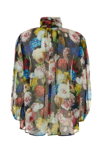 Shop Dolce & Gabbana Woman Printed Silk Blouse In Multicolor