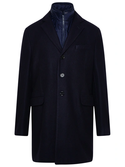 Shop Fay Man Blue Wool Blend Coat