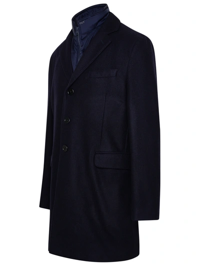 Shop Fay Man Blue Wool Blend Coat