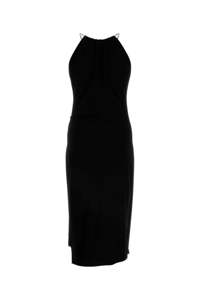 Givenchy Viscose Dress With Embellished Neckline And Draped Detailing In Black