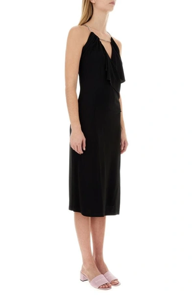 Givenchy Viscose Dress With Embellished Neckline And Draped Detailing In Black