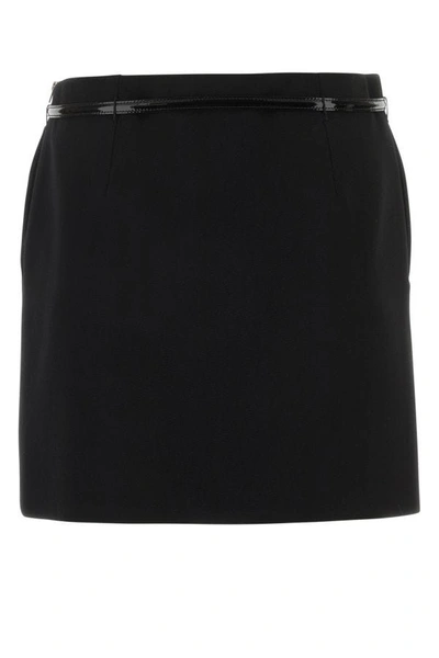 Shop Gucci Woman Black Wool Mini Skirt