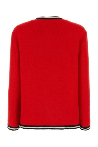 Shop Gucci Woman Red Tweed Blazer