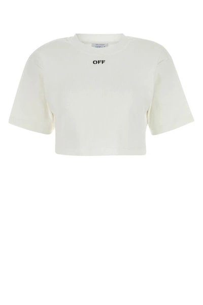 Shop Off-white Off White Woman White Stretch Cotton T-shirt