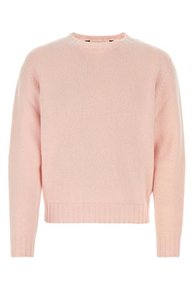 Shop Palm Angels Man Pastel Pink Wool Blend Sweater