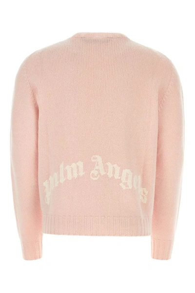 Shop Palm Angels Man Pastel Pink Wool Blend Sweater