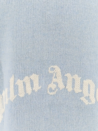 Shop Palm Angels Man Sweater Man Blue Knitwear