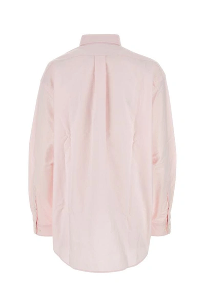 Shop Prada Woman Light Pink Oxford Oversize Shirt