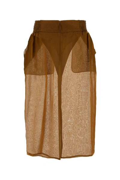 Saint Laurent Gonna In Seta Bronzo Donna In Orange