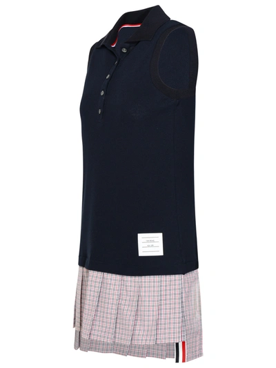 Shop Thom Browne Woman Navy Cotton Dress In Blue