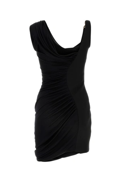 Shop Versace Woman Black Crepe And Jersey Medusa  95 Mini Dress