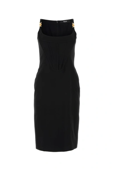 Shop Versace Woman Black Stretch Viscose Dress
