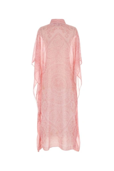 Shop Versace Woman Printed Chiffon Cover-up Dress In Pink