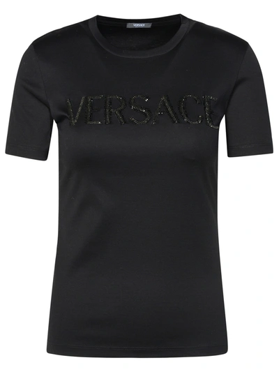 Shop Versace Woman  Black Cotton T-shirt