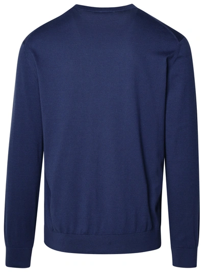 Shop Zegna Man  Blue Cotton Sweater