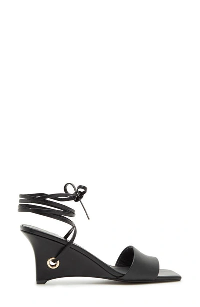 Shop Jeffrey Campbell Ready 2 Go Ankle Wrap Wedge Sandal In Black Gold