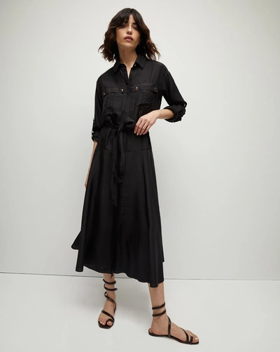 Shop Veronica Beard Camille Silk Shirtdress In Black