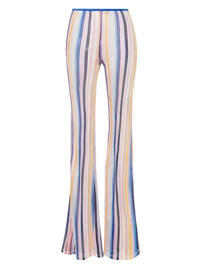 Shop Missoni High-waisted Flared Trousers In Blue