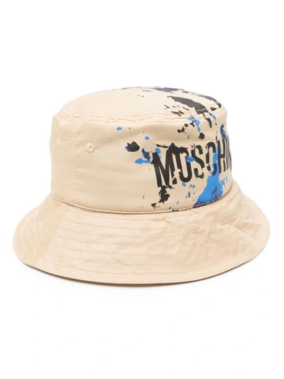 Moschino Logo-print Bucket Hat In Beige