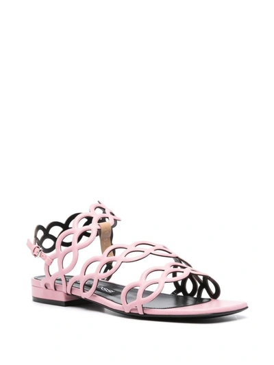 Sergio Rossi Spiral Square Strappy Sandals In Light Pink