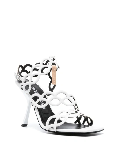 Sergio Rossi Square-headed High-heeled Sandals In White