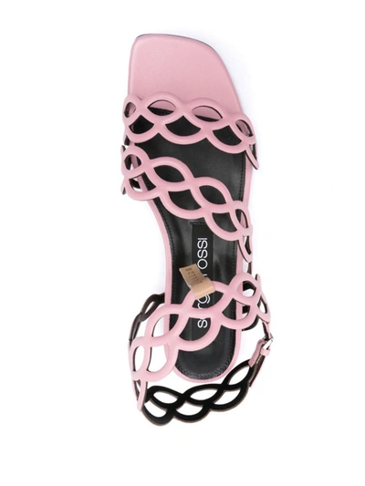 Sergio Rossi Spiral Square Strappy Sandals In Light Pink