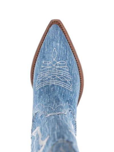 Shop Sonora Denim Texan Boots In Clear Blue