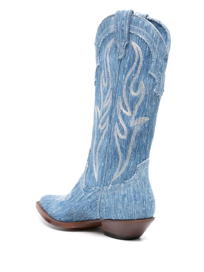 Shop Sonora Denim Texan Boots In Clear Blue